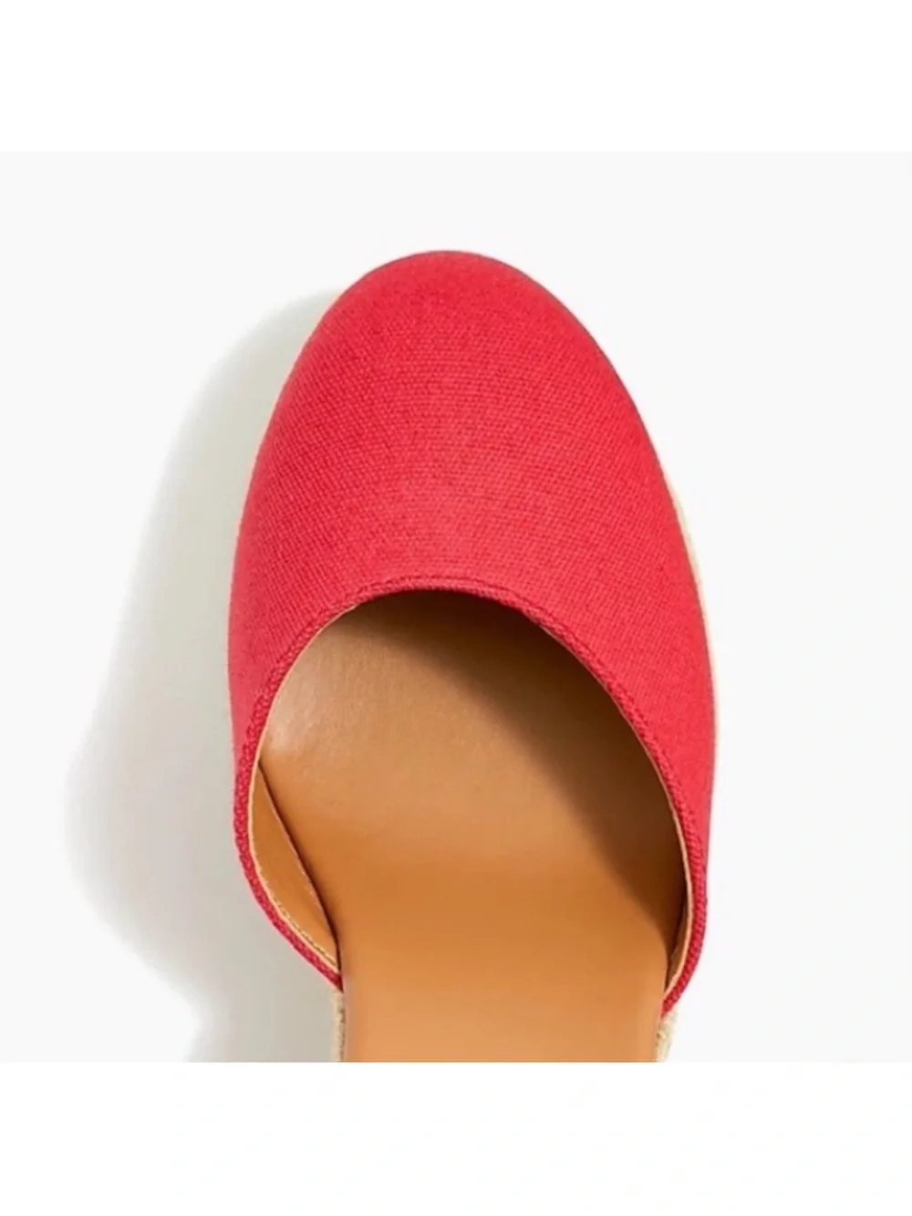 J. Crew Red Canvas Espadrille Wedge Sandals with Ankle Wrap